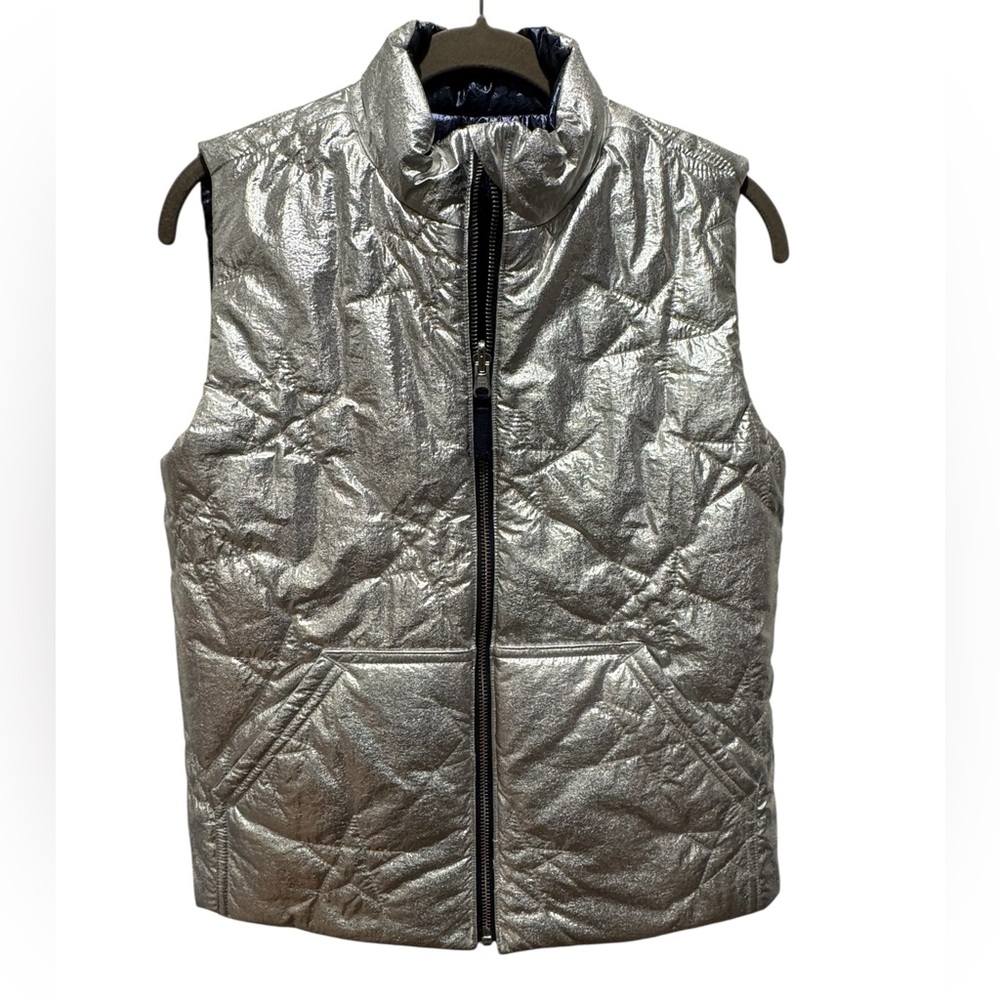 J. CREW Crewcuts Reversible Navy & Silver Quilted Vest - Picture 6 of 8
